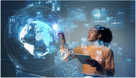 A girl using advance technology